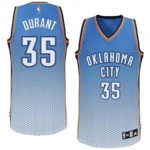 Maillot NBA Oklahoma City Thunder #35 Kevin Durant Bleu Adidas Authentic Resonate Fashion - Homme