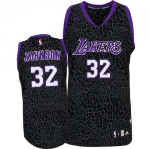 Maillot NBA Authentic Magic Johnson #32 Los Angeles Lakers Crazy Light Violet - Homme