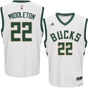 Maillot Adidas Blanc Home Authentic Milwaukee Bucks - Khris Middleton #22 - Homme