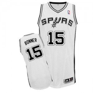 Maillot NBA San Antonio Spurs #15 Matt Bonner Blanc Adidas Authentic Home - Homme