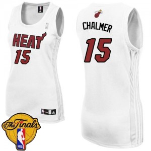 Miami Heat #15 Adidas Home Finals Patch Blanc Authentic Maillot d'équipe de NBA à vendre - Mario Chalmer pour Femme