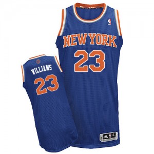 Maillot NBA Bleu royal Derrick Williams #23 New York Knicks Road Authentic Homme Adidas