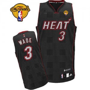 Maillot NBA Miami Heat #3 Dwyane Wade Noir Adidas Authentic Rhythm Fashion Finals Patch - Homme
