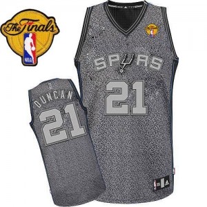 San Antonio Spurs Tim Duncan #21 Static Fashion Finals Patch Authentic Maillot d'équipe de NBA - Gris pour Homme