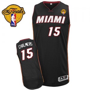 Maillot NBA Authentic Mario Chalmers #15 Miami Heat Road Finals Patch Noir - Homme