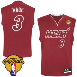 Maillot NBA Rouge Dwyane Wade #3 Miami Heat Pride Finals Patch Authentic Homme Adidas