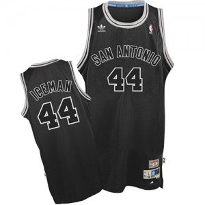 Maillot NBA San Antonio Spurs #44 George Gervin Noir Adidas Swingman "Iceman" Nickname - Homme