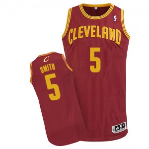 Maillot NBA Cleveland Cavaliers #5 J.R. Smith Vin Rouge Adidas Authentic Road - Homme
