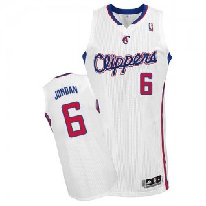 Maillot Adidas Blanc Home Authentic Los Angeles Clippers - DeAndre Jordan #6 - Homme