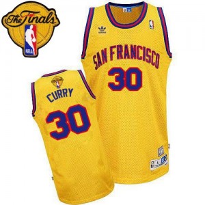 Maillot NBA Swingman Stephen Curry #30 Golden State Warriors Throwback San Francisco Day 2015 The Finals Patch Or - Homme