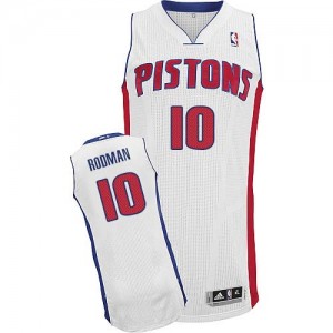 Maillot NBA Detroit Pistons #10 Dennis Rodman Blanc Adidas Authentic Home - Homme