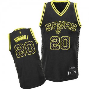 San Antonio Spurs #20 Adidas Electricity Fashion Noir Authentic Maillot d'équipe de NBA la vente - Manu Ginobili pour Homme