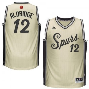 Maillot NBA Crème LaMarcus Aldridge #12 San Antonio Spurs 2015-16 Christmas Day Swingman Homme Adidas