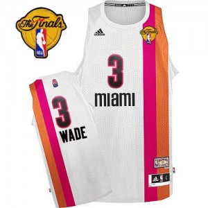 Miami Heat #3 Adidas ABA Hardwood Classic Finals Patch Blanc Swingman Maillot d'équipe de NBA Magasin d'usine - Dwyane Wade pour Homme