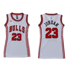 Chicago Bulls #23 Adidas Dress Blanc Swingman Maillot d'équipe de NBA magasin d'usine - Michael Jordan pour Femme