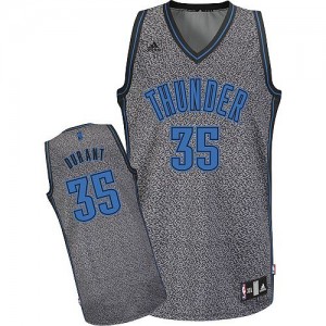 Maillot NBA Oklahoma City Thunder #35 Kevin Durant Gris Adidas Authentic Static Fashion - Femme