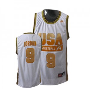 Maillot NBA Team USA #9 Michael Jordan No. d'or Rouge Nike Swingman - Homme