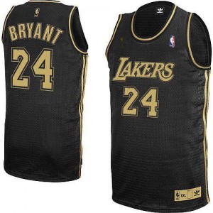 Maillot NBA Authentic Kobe Bryant #24 Los Angeles Lakers Champions Patch Noir / Gris No. - Homme
