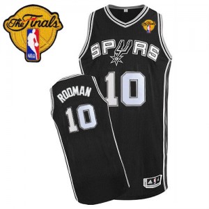 San Antonio Spurs Dennis Rodman #10 Road Finals Patch Swingman Maillot d'équipe de NBA - Noir pour Homme