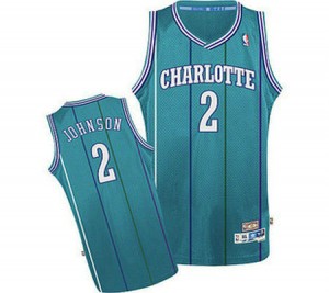 Maillot NBA Authentic Larry Johnson #2 Charlotte Hornets Throwback Bleu clair - Homme