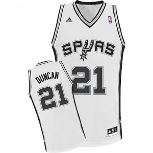 Maillot NBA San Antonio Spurs #21 Tim Duncan Blanc Adidas Swingman Home - Homme