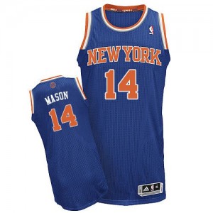 Maillot NBA New York Knicks #14 Anthony Mason Bleu royal Adidas Authentic Road - Homme