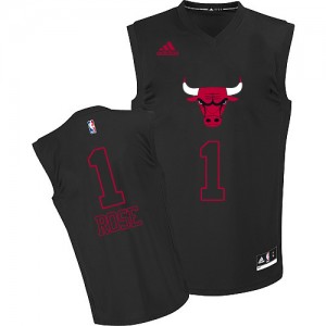 Maillot Adidas Noir New Fashion Authentic Chicago Bulls - Derrick Rose #1 - Homme