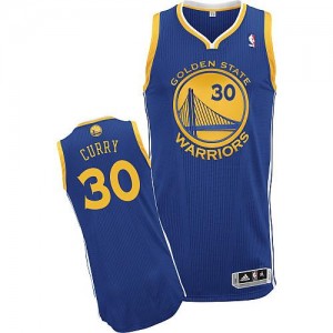 Golden State Warriors Stephen Curry #30 Road Authentic Maillot d'équipe de NBA - Bleu royal pour Homme