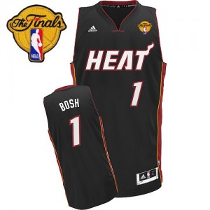 Maillot NBA Swingman Chris Bosh #1 Miami Heat Road Finals Patch Noir - Homme