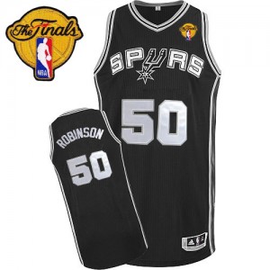 San Antonio Spurs David Robinson #50 Road Finals Patch Authentic Maillot d'équipe de NBA - Noir pour Homme