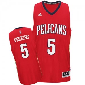 Maillot NBA New Orleans Pelicans #5 Kendrick Perkins Rouge Adidas Authentic Alternate - Homme
