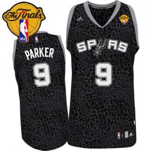 Maillot NBA Noir Tony Parker #9 San Antonio Spurs Crazy Light Finals Patch Authentic Homme Adidas
