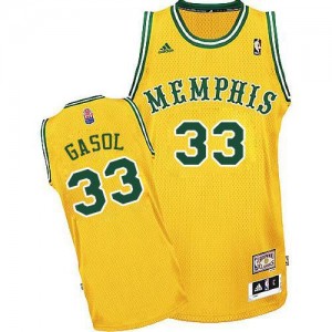 Maillot NBA Memphis Grizzlies #33 Marc Gasol Or Adidas Swingman ABA Hardwood Classic - Homme