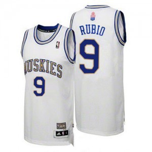 Maillot NBA Minnesota Timberwolves #9 Ricky Rubio Blanc Adidas Authentic ABA Hardwood Classic - Homme