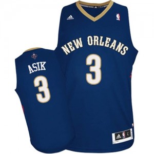 New Orleans Pelicans #3 Adidas Road Bleu marin Swingman Maillot d'équipe de NBA Vente pas cher - Omer Asik pour Homme