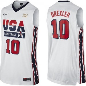 Maillot NBA Authentic Clyde Drexler #10 Team USA 2012 Olympic Retro Blanc - Homme