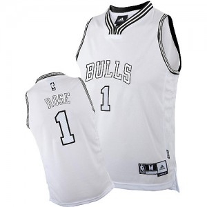 Maillot NBA Chicago Bulls #1 Derrick Rose Blanc Adidas Authentic - Homme