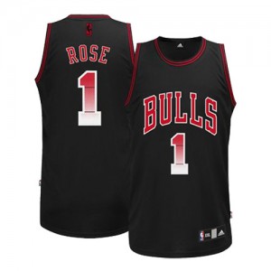 Chicago Bulls #1 Adidas Fashion Noir Authentic Maillot d'équipe de NBA Peu co?teux - Derrick Rose pour Homme