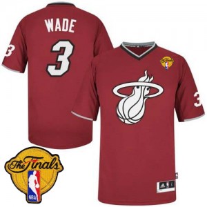 Maillot Adidas Rouge 2013 Christmas Day Finals Patch Authentic Miami Heat - Dwyane Wade #3 - Homme