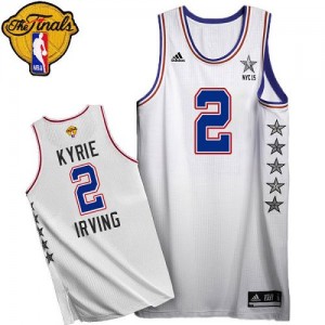 Maillot NBA Cleveland Cavaliers #2 Kyrie Irving Blanc Adidas Authentic 2015 All Star 2015 The Finals Patch - Homme