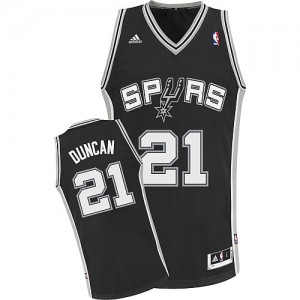 Maillot NBA San Antonio Spurs #21 Tim Duncan Noir Adidas Swingman Road - Enfants