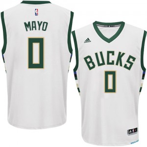 Maillot NBA Blanc O.J. Mayo #0 Milwaukee Bucks Home Swingman Homme Adidas