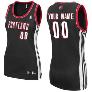 Portland Trail Blazers Authentic Personnalisé Road Maillot d'équipe de NBA - Noir pour Femme