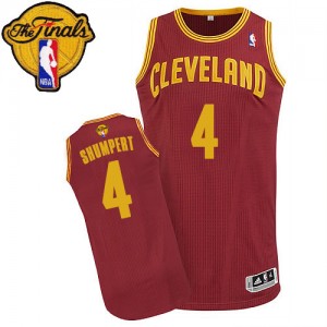 Maillot Adidas Vin Rouge Road 2015 The Finals Patch Authentic Cleveland Cavaliers - Iman Shumpert #4 - Homme