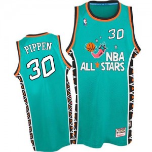 Maillot NBA Bleu clair Scottie Pippen #30 Chicago Bulls 1996 All Star Throwback Authentic Homme Mitchell and Ness