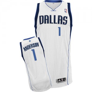 Maillot NBA Dallas Mavericks #1 Justin Anderson Blanc Adidas Authentic Home - Homme
