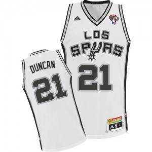 Maillot NBA Blanc Tim Duncan #21 San Antonio Spurs Latin Nights Swingman Homme Adidas