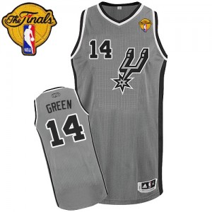 Maillot NBA San Antonio Spurs #14 Danny Green Gris argenté Adidas Authentic Alternate Finals Patch - Homme