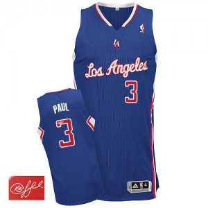 Maillot Authentic Los Angeles Clippers NBA Alternate Autographed Bleu royal - #3 Chris Paul - Homme