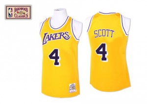 Maillot NBA Authentic Byron Scott #4 Los Angeles Lakers Throwback Or - Homme